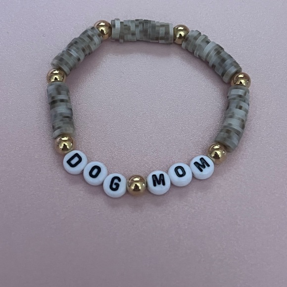 Jewelry - Dog Mom Beaded Bracelet - Gold and Gray